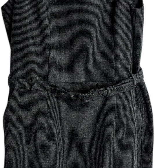Banana Republic Sheath Dress Jumper Belted Pockets Wool Tweed Size 8 Black Gray - Picture 5 of 14